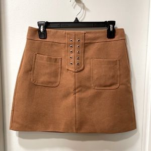 ROMWE Camel velvet skirt